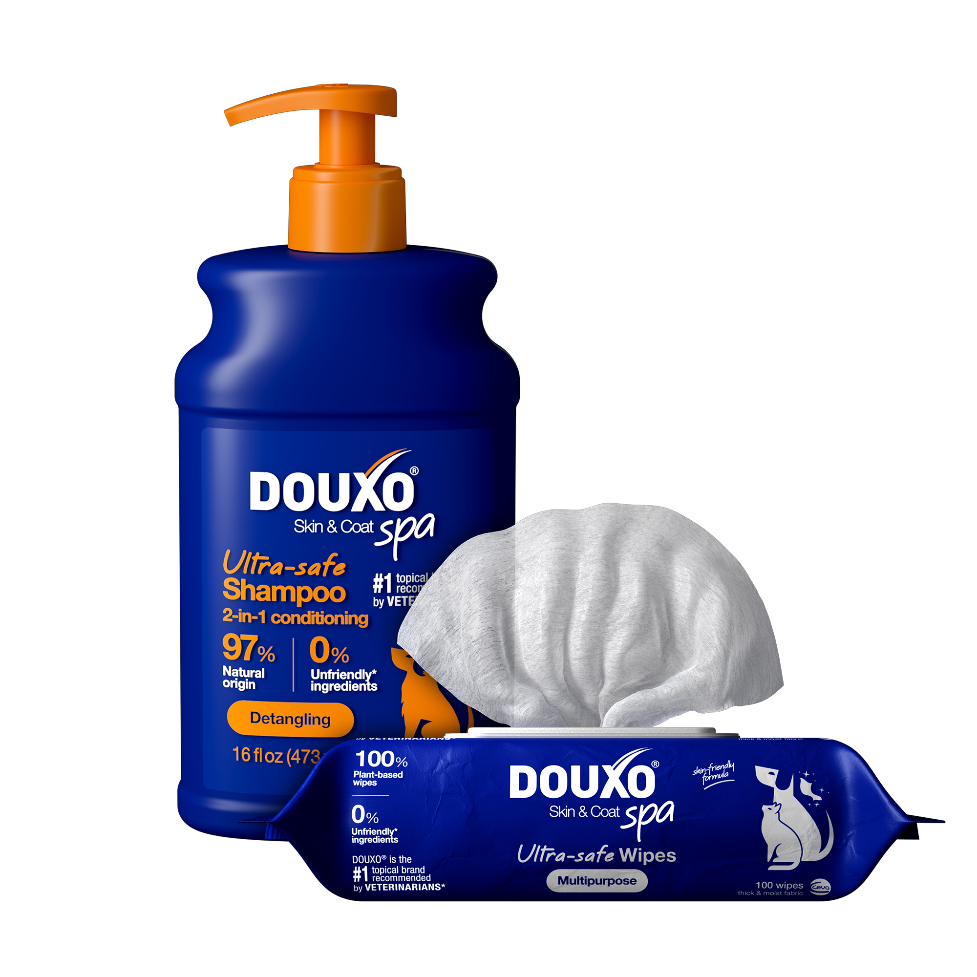 DOUXO® Skin & Coat SPA 2-in-1 Conditioning Shampoo & Multipurpose Wipes Bundle