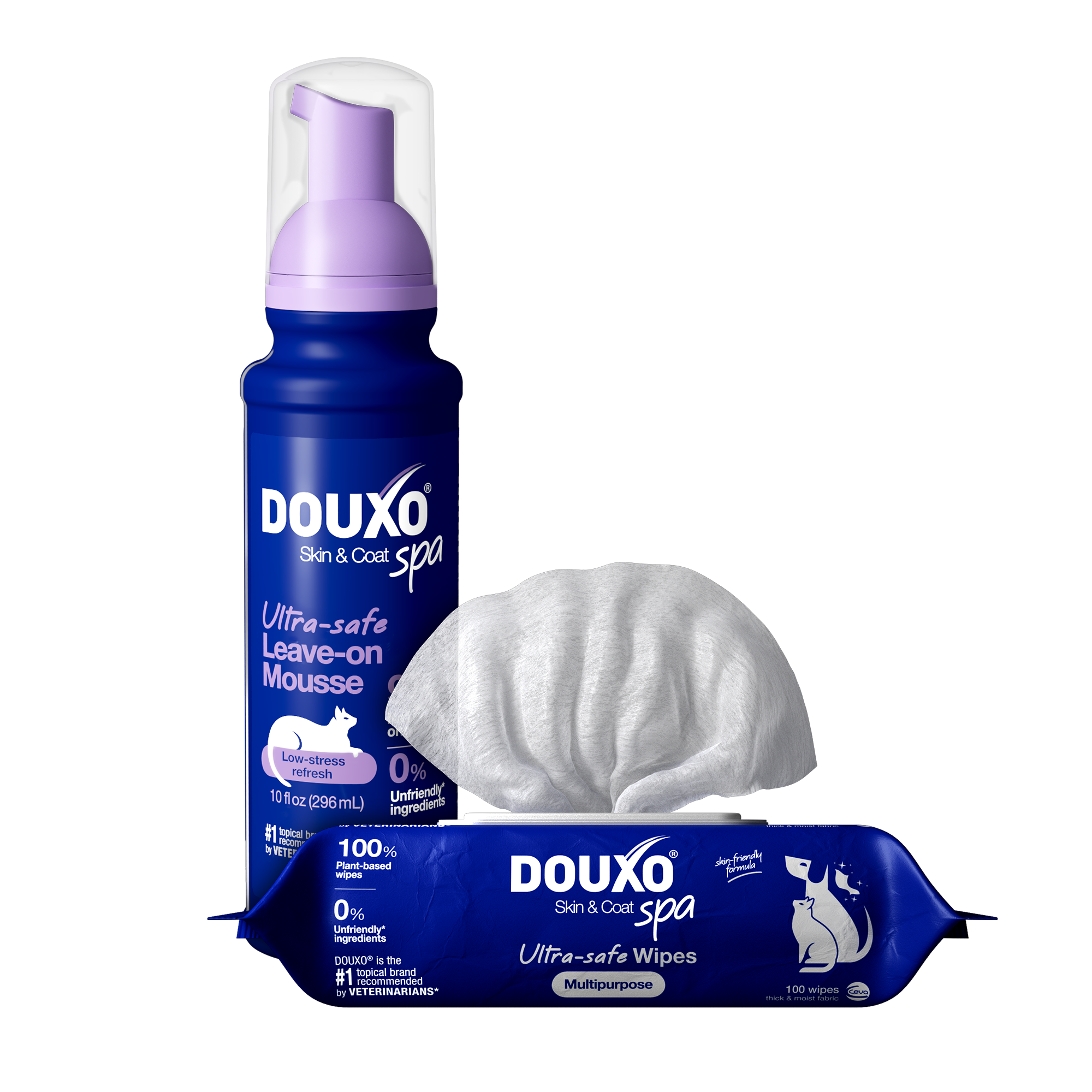 DOUXO® Skin & Coat SPA Low-stress Refresh Leave-on Mousse & Multipurpose Wipes Bundle