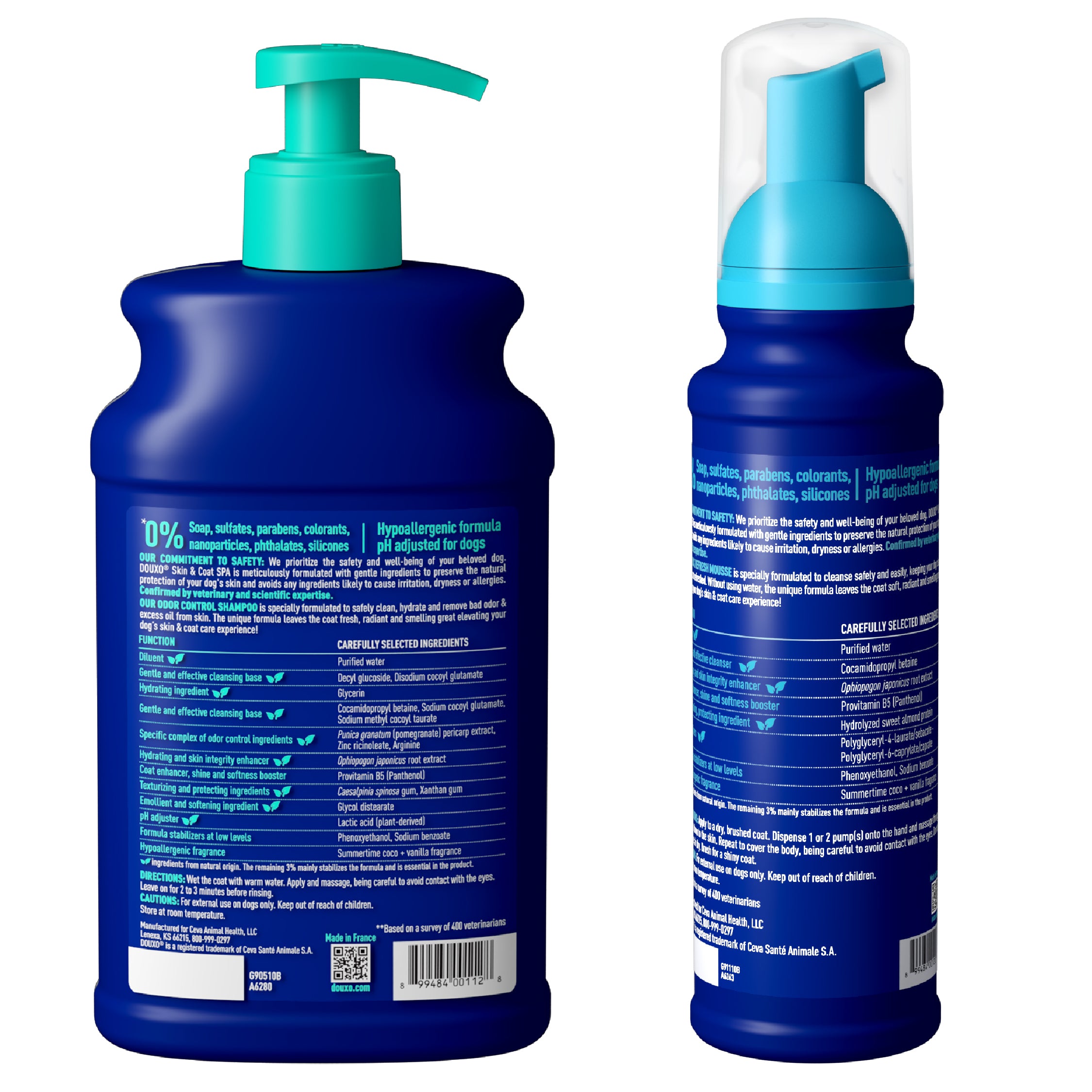 DOUXO® Skin & Coat SPA Odor Control Shampoo & DOUXO® Skin & Coat SPA Quick Refresh Leave on Mousse Bundle