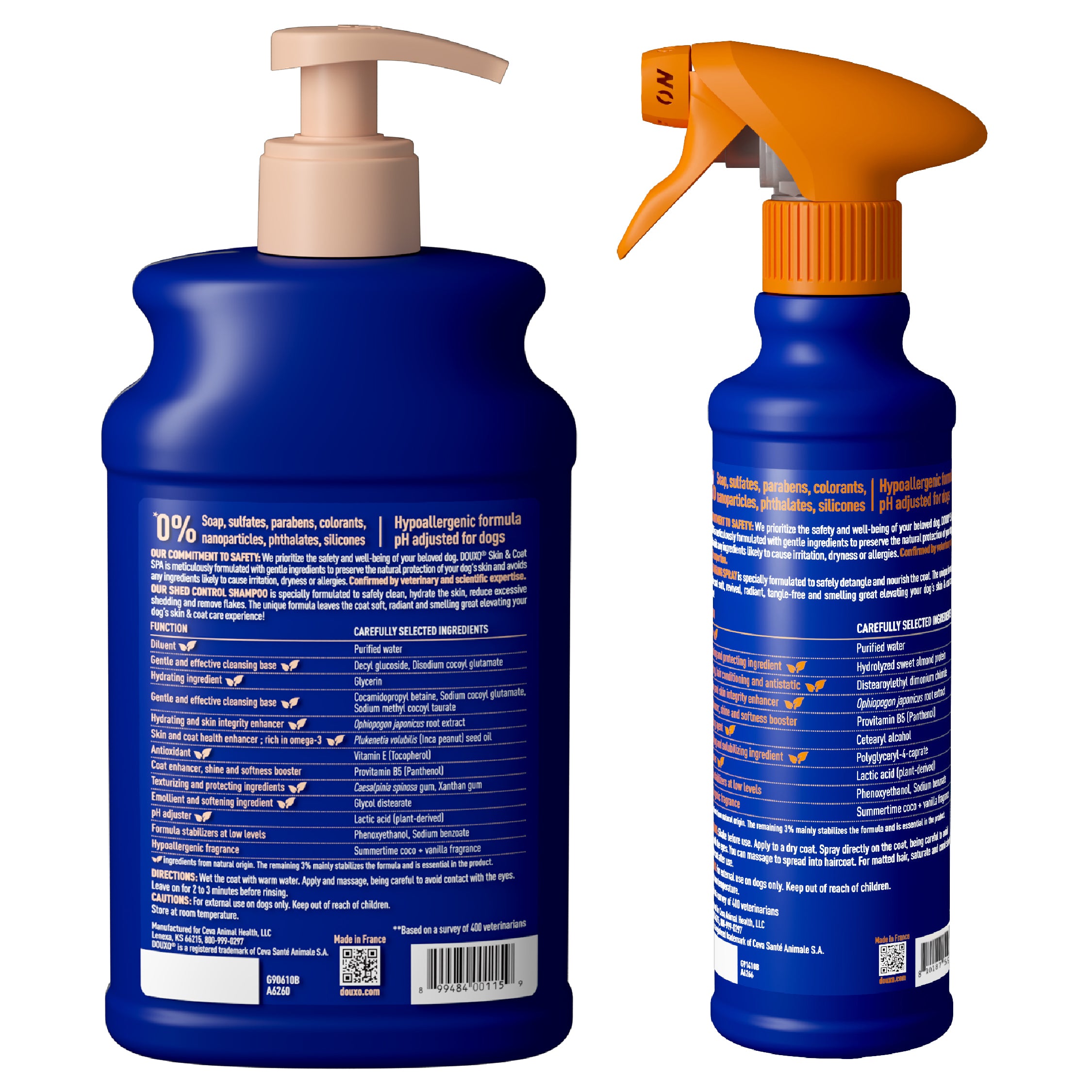 DOUXO® Skin & Coat SPA Shed Control Shampoo & DOUXO® Skin & Coat SPA Detangling Spray Bundle