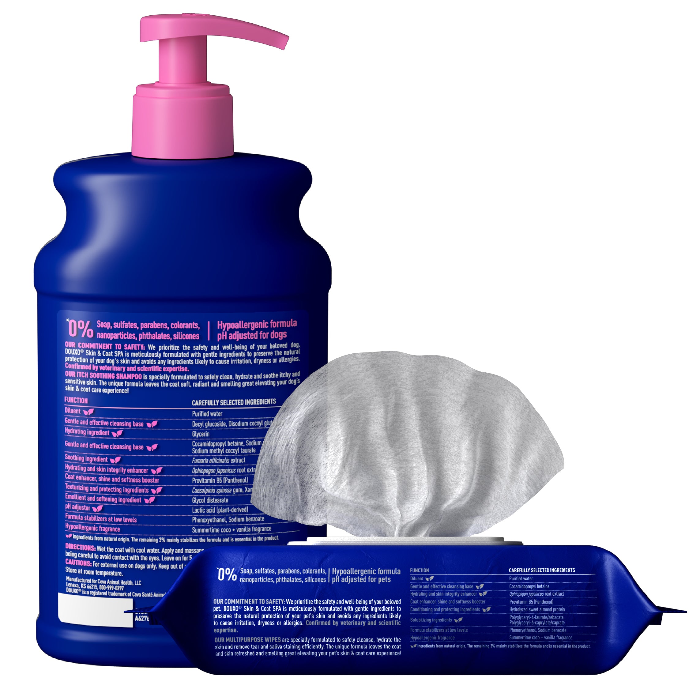 DOUXO® Skin & Coat SPA Sensitive skin Soothing Shampoo & Multipurpose Wipes Bundle