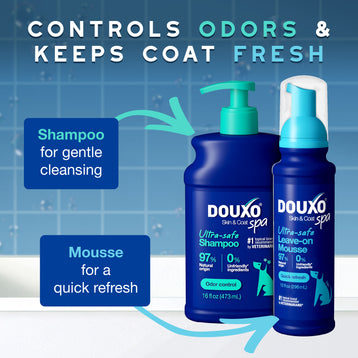 DOUXO® Skin & Coat SPA Odor Control Shampoo & DOUXO® Skin & Coat SPA Quick Refresh Leave on Mousse Bundle