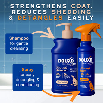 DOUXO® Skin & Coat SPA Shed Control Shampoo & DOUXO® Skin & Coat SPA Detangling Spray Bundle