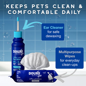 DOUXO® Skin & Coat SPA Dewaxing Ear Cleaner & Multipurpose Wipes Bundle