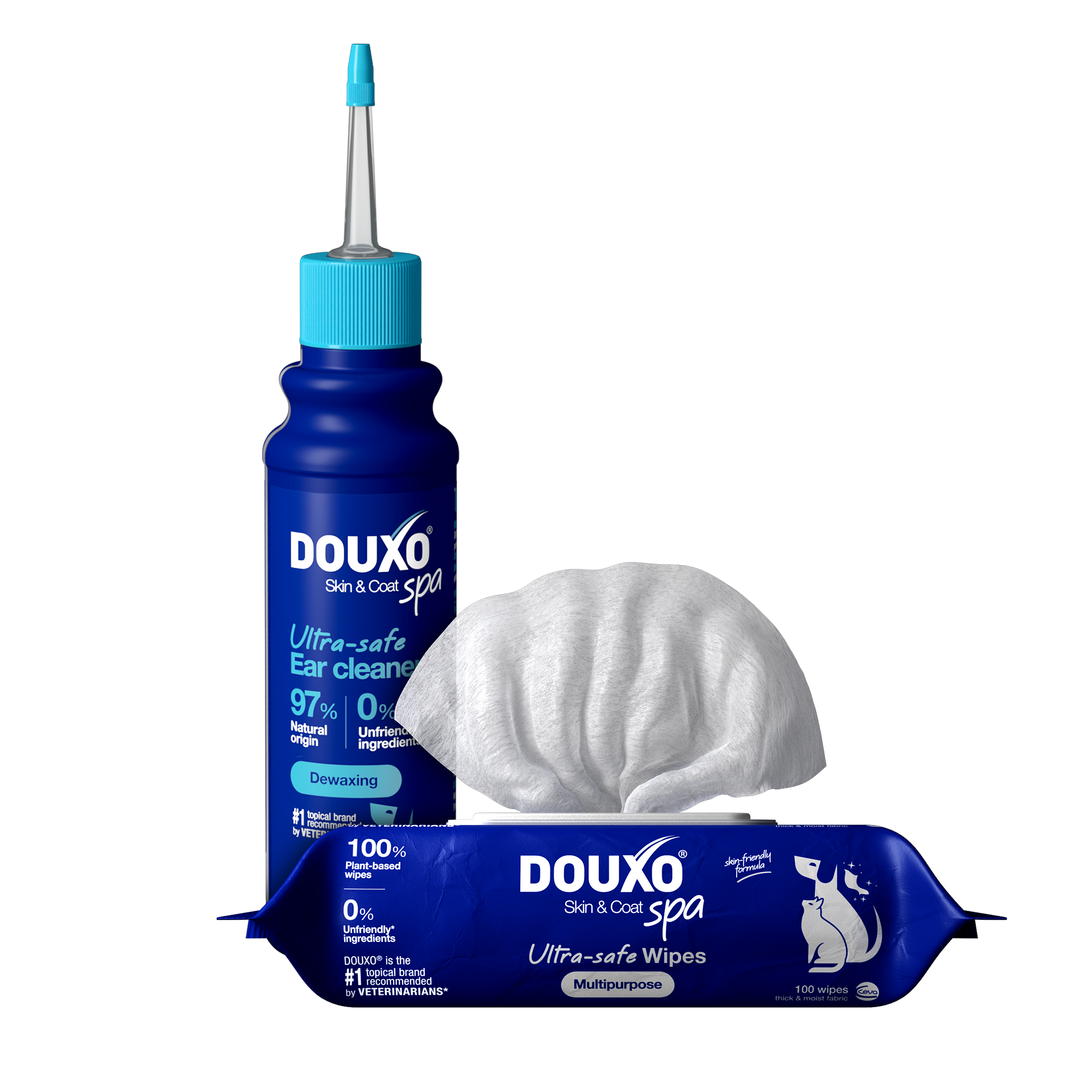 DOUXO® Skin & Coat SPA Dewaxing Ear Cleaner & Multipurpose Wipes Bundle