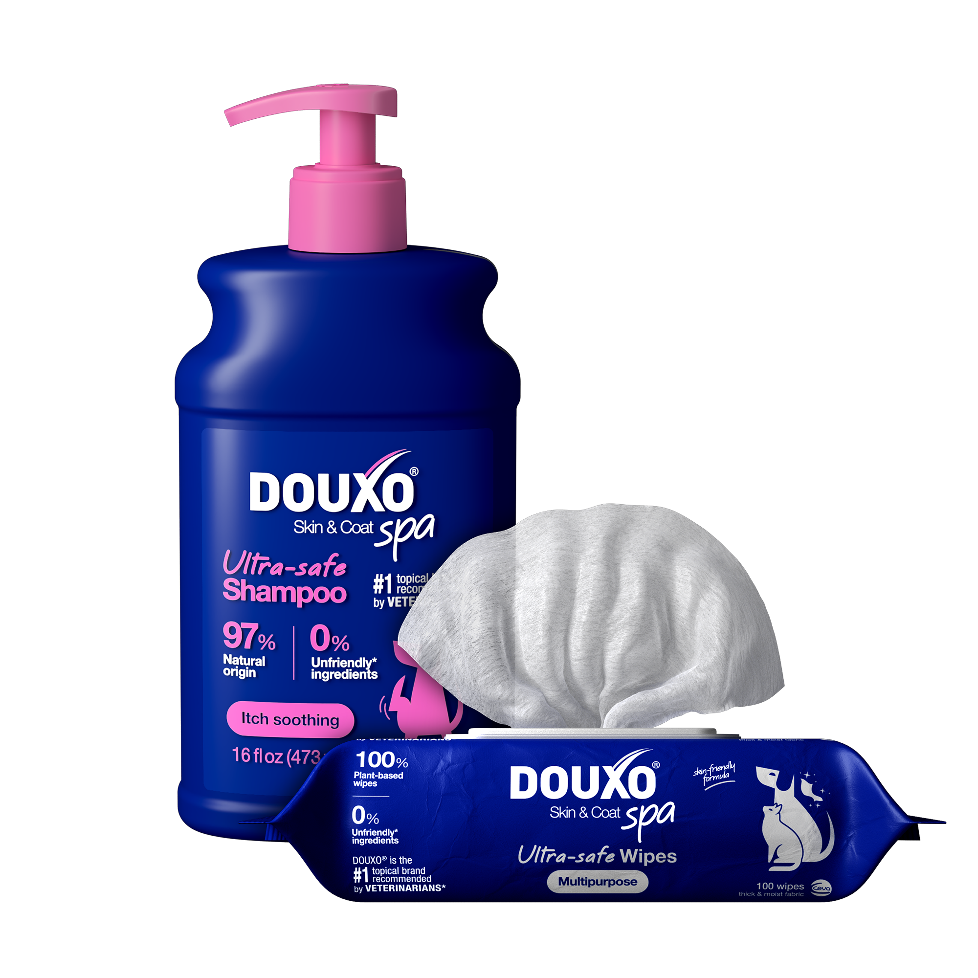 DOUXO® Skin & Coat SPA Sensitive skin Soothing Shampoo & Multipurpose Wipes Bundle