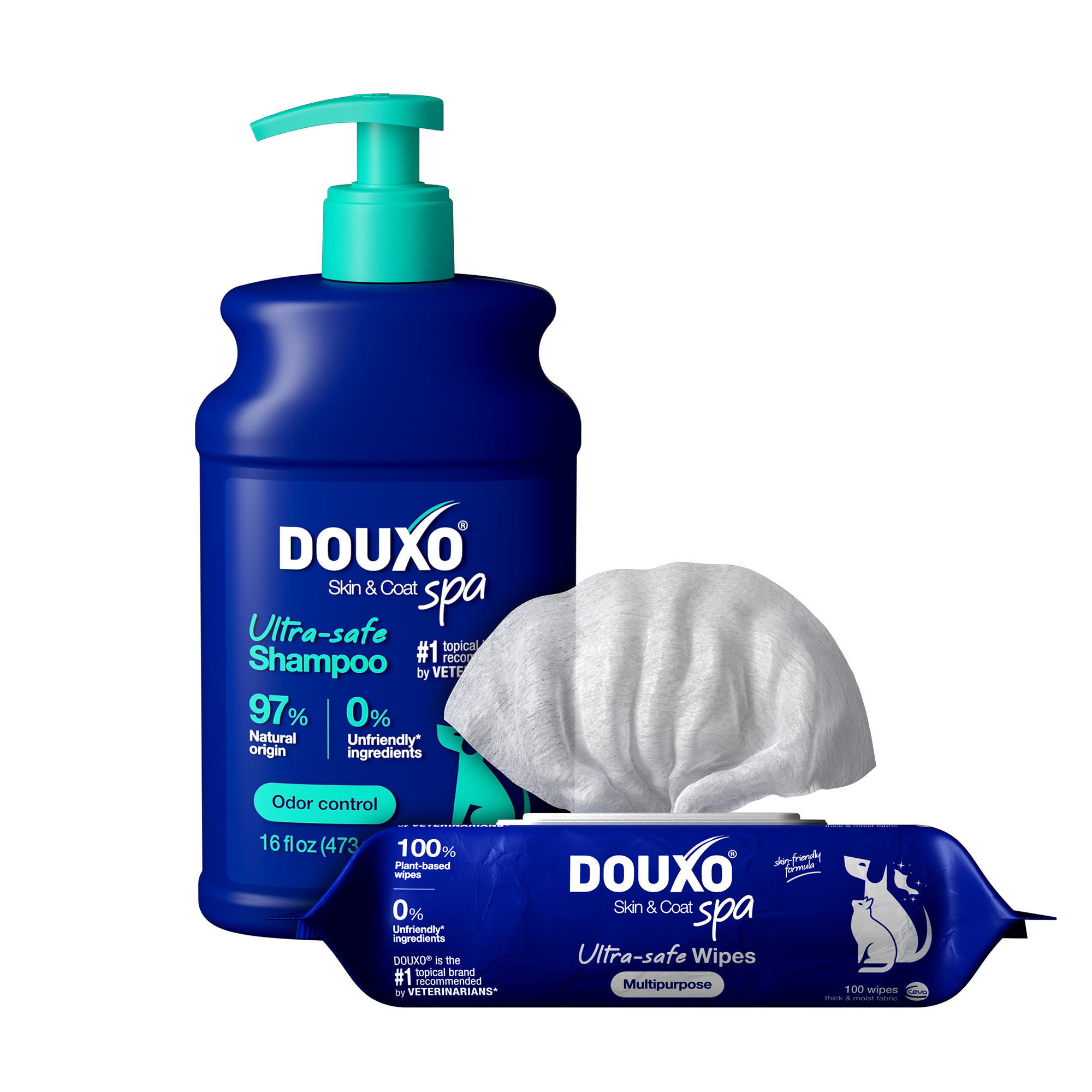 DOUXO® Skin & Coat SPA Odor Control Shampoo & Multipurpose Wipes Bundle