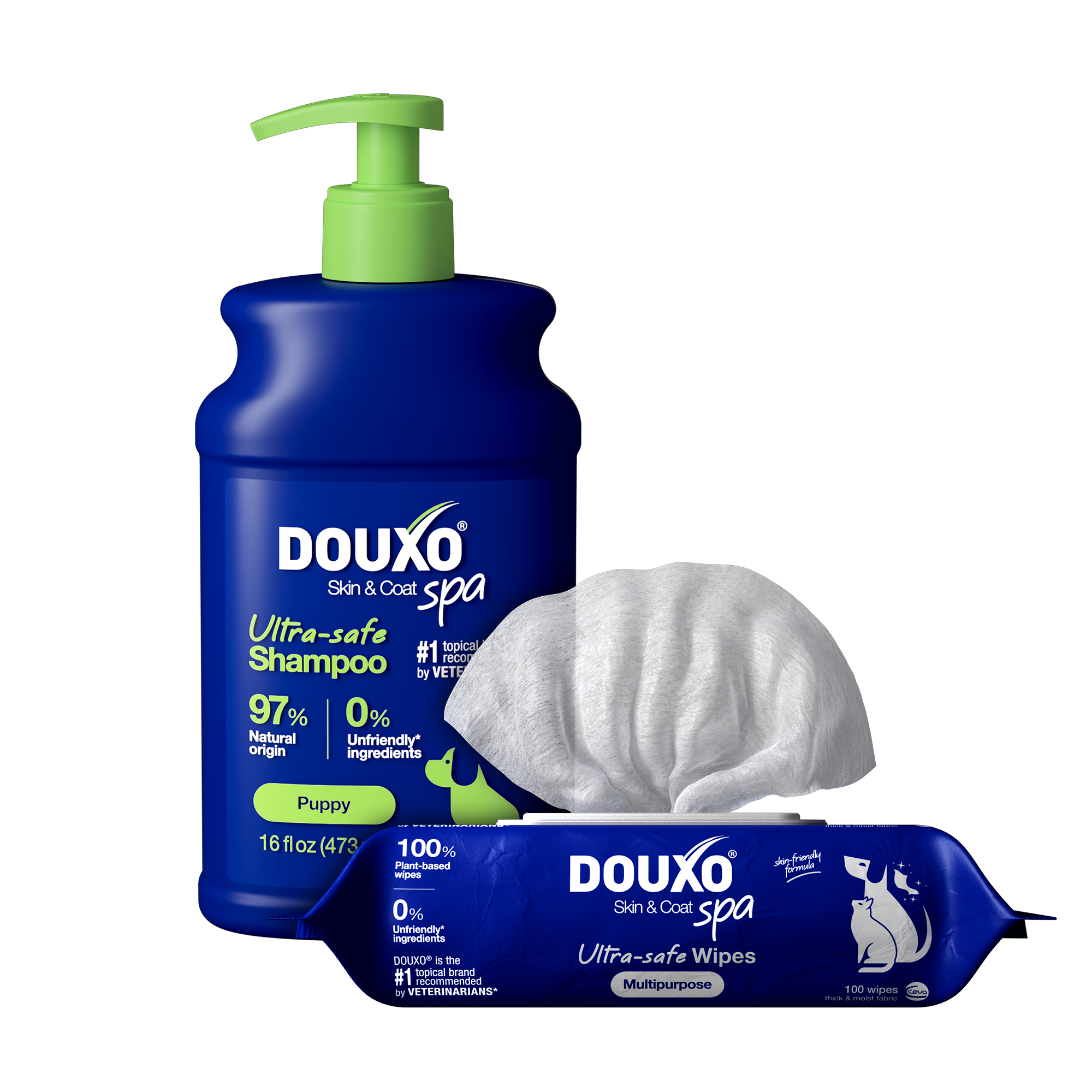 DOUXO® Skin & Coat SPA Puppy Shampoo & Multipurpose Wipes Bundle