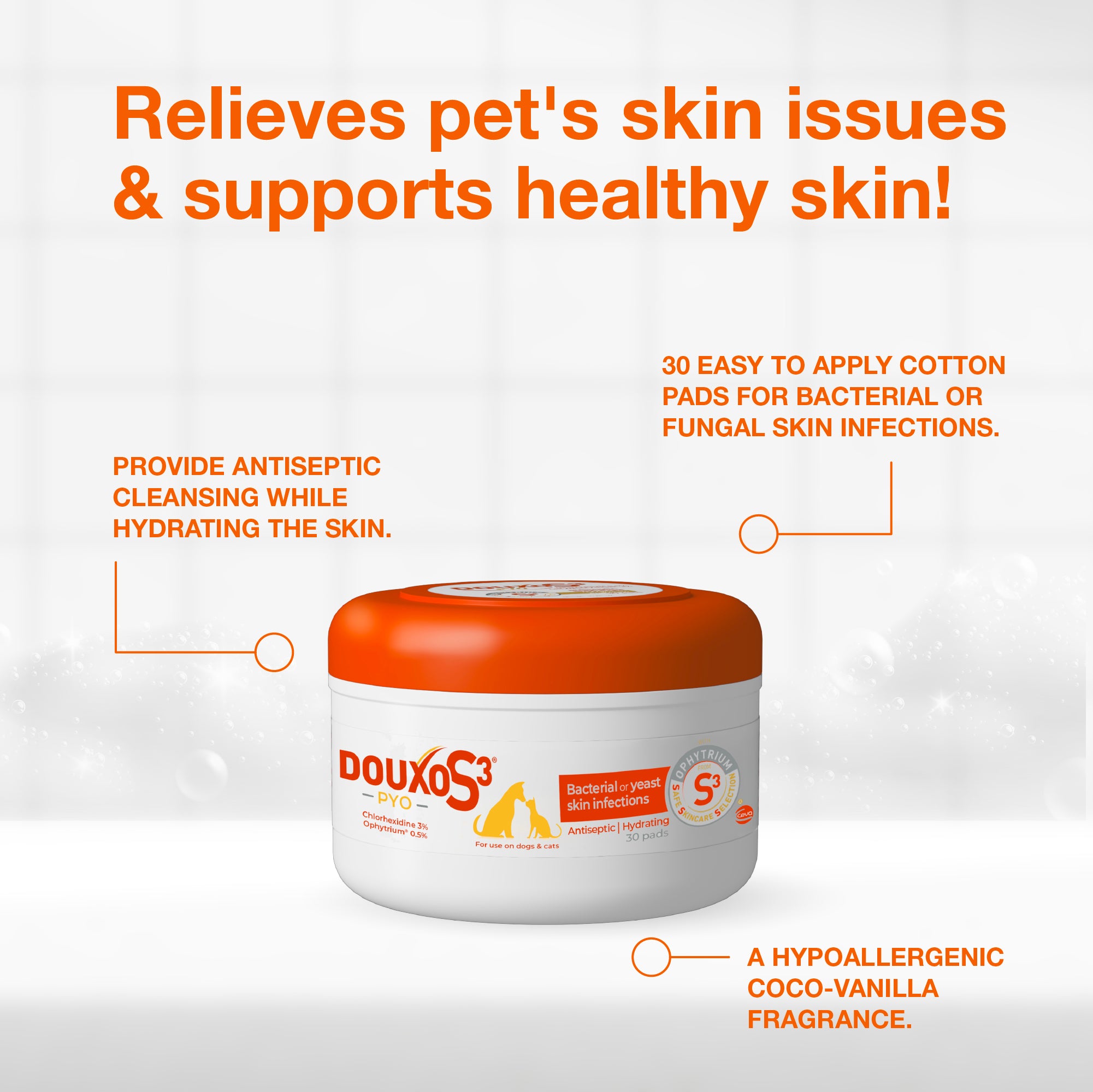 DOUXO S3 PYO Pads,Antibacterial & Anti-Yeast Dog Cat Foot Wipes,Antiseptic Pads for Cats Dogs,Calming Pet Wipes for Cats Dogs,Purifying and Moisturizing DOUXO S3 PYO Pads,Antibacterial & Anti-Yeast Dog Cat Foot Wipes,Antiseptic Pads for Cats Dogs,Calming Pet Wipes for Cats Dogs,Purifying and Moisturizing